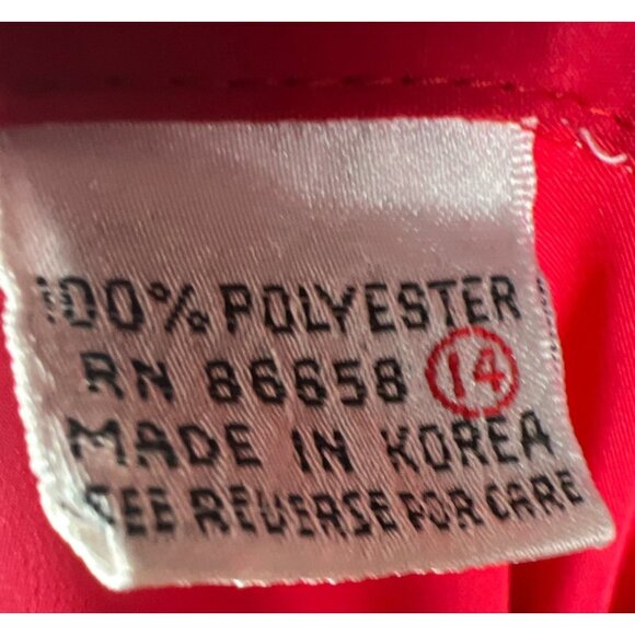 Vintage Yves St. Clair Red Button-Down Satin Blouse Size 14 - Picture 8 of 9